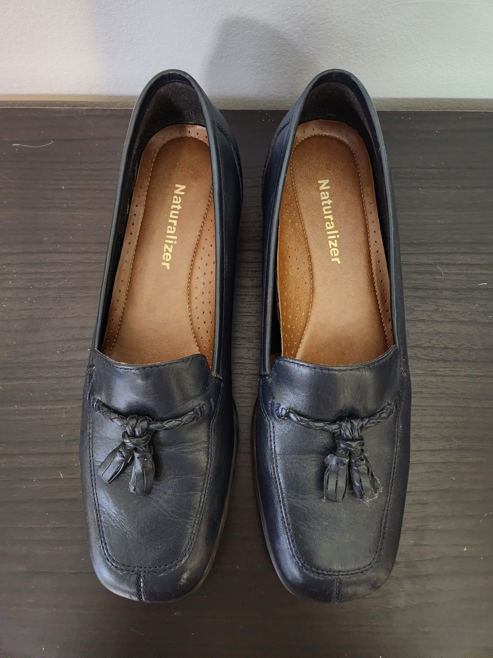 Naturalizer Navy Blue Leather Tassel Loafers for Women
